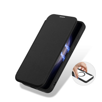Pouzdro Dux Ducis Skin X Pro pro Samsung S24 s magnetickým kroužkem a klopou - černé