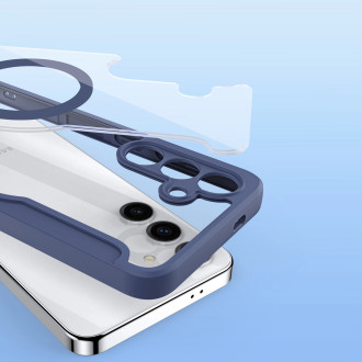 Pouzdro Dux Ducis Skin X Pro pro Samsung S24 s magnetickým kroužkem a klopou - modré