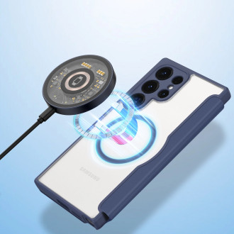 Pouzdro Dux Ducis Skin X Pro pro Samsung S24 Ultra s magnetickým kroužkem a klopou - modré
