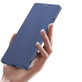 Pouzdro Dux Ducis Skin X Pro pro Samsung S24 Ultra s magnetickým kroužkem a klopou - modré