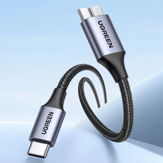 USB C / micro USB-B 3.0 kabel Ugreen US565 5Gb/s 3A 0,5m - šedý