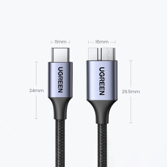 USB C / micro USB-B 3.0 kabel Ugreen US565 5Gb/s 3A 0,5m - šedý