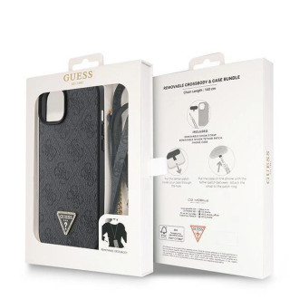 Guess GUHCP15MP4TDSCPK iPhone 15 Plus 6,7&quot; černo/černé pevné pouzdro Crossbody 4G kovové logo