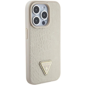 Guess GUHCP15XPCRTHCD iPhone 15 Pro Max 6,7&quot; zlatý/zlatý pevný obal Croco Triangle Metal Logo