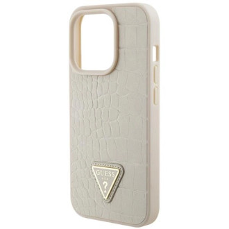 Guess GUHCP15XPCRTHCD iPhone 15 Pro Max 6,7&quot; zlatý/zlatý pevný obal Croco Triangle Metal Logo