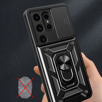 Pouzdro Hybrid Armor Camshield pro Samsung Galaxy S24 Ultra obrněné s krytem fotoaparátu - černé