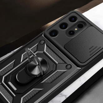 Pouzdro Hybrid Armor Camshield pro Samsung Galaxy S24 Ultra obrněné s krytem fotoaparátu - černé