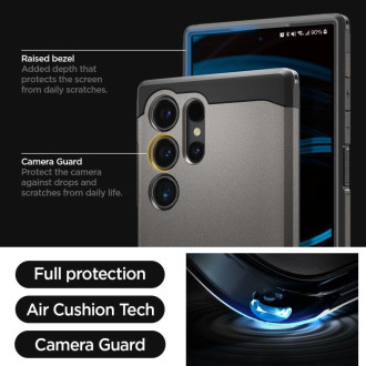 Pouzdro Spigen Tough Armor pro Samsung Galaxy S24 Ultra - kovově šedé