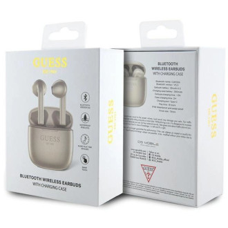 Bluetooth sluchátka Guess GUTWST26PSD TWS + dokovací stanice - zlaté Classic EST Logo