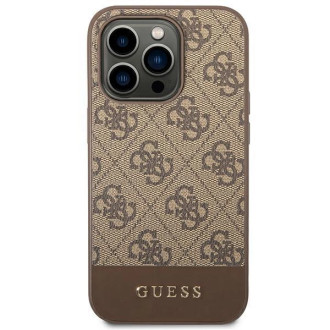 Guess GUHCP14LG4GLBR iPhone 14 Pro 6,1" brązowy/brown hard case 4G Stripe Collection