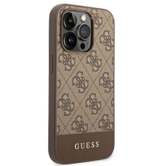 Guess GUHCP14LG4GLBR iPhone 14 Pro 6,1" brązowy/brown hard case 4G Stripe Collection
