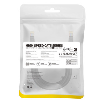 Baseus High Speed ​​​​Cat 5 RJ-45 1000Mb/s Ethernet kabel 3m kulatý - černý