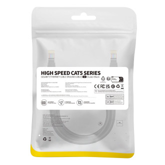 Baseus High Speed ​​​​Cat 5 RJ-45 1000Mb/s Ethernet kabel 2m kulatý - černý
