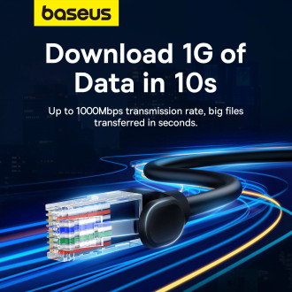 Baseus High Speed ​​​​Cat 5 RJ-45 Ethernet kabel 1000 Mb/s 1,5 m kulatý - černý