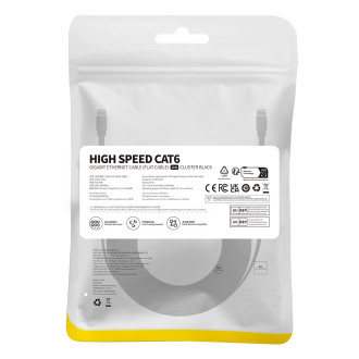 Baseus High Speed ​​​​Cat 6 RJ-45 1000Mb/s Ethernet kabel 12m plochý - černý