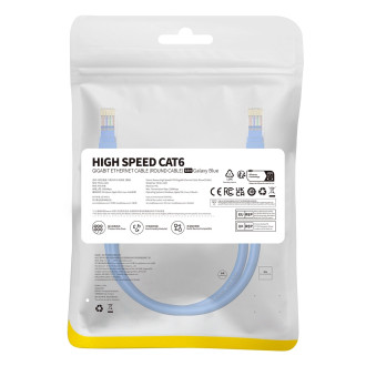 Baseus High Speed ​​​​Cat 6 RJ-45 Ethernet kabel 1000 Mb/s 0,5 m kulatý - modrý
