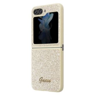 Pouzdro Guess Glitter Script pro Samsung Galaxy Z Flip 5 - zlaté