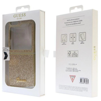 Pouzdro Guess Glitter Script pro Samsung Galaxy Z Flip 5 - zlaté