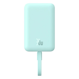 Powerbanka Baseus Magnetic Mini MagSafe 10000mAh 30W s vestavěným Lightning kabelem - modrá + Baseus Simple Series USB-C - USB-C 60W 0,3m kabel