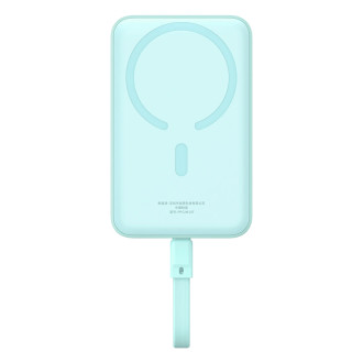 Powerbanka Baseus Magnetic Mini MagSafe 10000mAh 30W s vestavěným Lightning kabelem - modrá + Baseus Simple Series USB-C - USB-C 60W 0,3m kabel