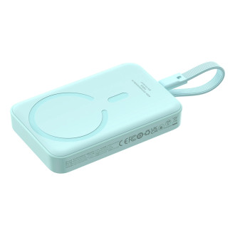 Powerbanka Baseus Magnetic Mini MagSafe 10000mAh 30W s vestavěným Lightning kabelem - modrá + Baseus Simple Series USB-C - USB-C 60W 0,3m kabel