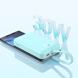 Powerbanka Baseus Magnetic Mini MagSafe 10000mAh 30W s vestavěným Lightning kabelem - modrá + Baseus Simple Series USB-C - USB-C 60W 0,3m kabel