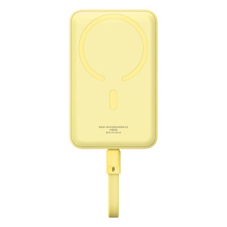 Powerbanka Baseus Magnetic Mini MagSafe 10000mAh 30W s vestavěným Lightning kabelem - žlutá + Baseus Simple Series USB-C - USB-C 60W 0,3m kabel