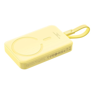Powerbanka Baseus Magnetic Mini MagSafe 10000mAh 30W s vestavěným Lightning kabelem - žlutá + Baseus Simple Series USB-C - USB-C 60W 0,3m kabel