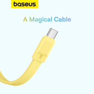 Powerbanka Baseus Magnetic Mini MagSafe 10000mAh 30W s vestavěným Lightning kabelem - žlutá + Baseus Simple Series USB-C - USB-C 60W 0,3m kabel