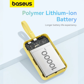 Powerbanka Baseus Magnetic Mini MagSafe 10000mAh 30W s vestavěným Lightning kabelem - žlutá + Baseus Simple Series USB-C - USB-C 60W 0,3m kabel