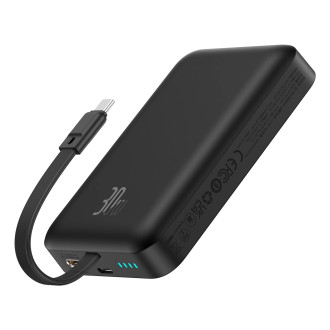 Powerbanka Baseus Magnetic Mini MagSafe 10000mAh 30W s vestavěným Lightning kabelem - černá + Baseus Simple Series USB-C - USB-C 60W 0,3m kabel