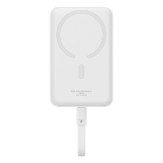Powerbanka Baseus Magnetic Mini MagSafe 10000mAh 30W s vestavěným Lightning kabelem - bílá + Baseus Simple Series USB-C - USB-C 60W 0,3m kabel