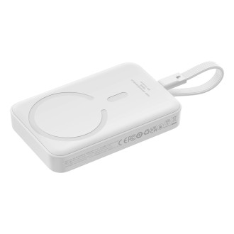 Powerbanka Baseus Magnetic Mini MagSafe 10000mAh 30W s vestavěným Lightning kabelem - bílá + Baseus Simple Series USB-C - USB-C 60W 0,3m kabel
