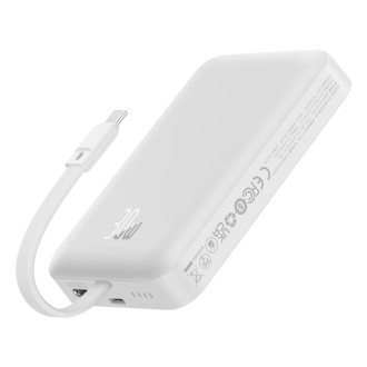 Powerbanka Baseus Magnetic Mini MagSafe 10000mAh 30W s vestavěným Lightning kabelem - bílá + Baseus Simple Series USB-C - USB-C 60W 0,3m kabel