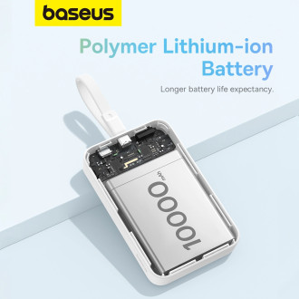 Powerbanka Baseus Magnetic Mini MagSafe 10000mAh 30W s vestavěným Lightning kabelem - bílá + Baseus Simple Series USB-C - USB-C 60W 0,3m kabel