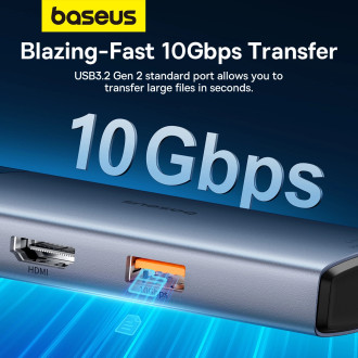USB HUB 6v1 Baseus Metal Gleam Series II USB-A/USB-C/USB-C PD/HDMI/RJ45/SD/TF - černý