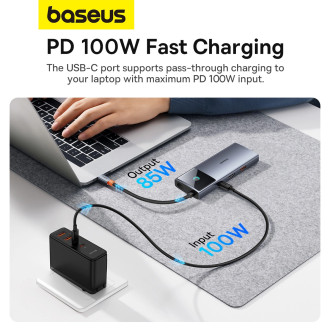 USB HUB 6v1 Baseus Metal Gleam Series II USB-A/USB-C/USB-C PD/HDMI/RJ45/SD/TF - černý