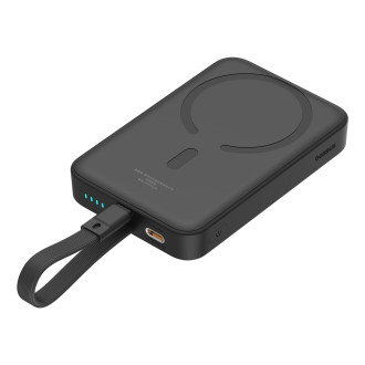 Powerbanka Baseus Magnetic Mini MagSafe 10000mAh 20W s vestavěným Lightning kabelem - černá + Baseus Simple Series USB-C - USB-C 60W 0,3m kabel