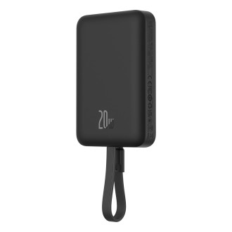 Powerbanka Baseus Magnetic Mini MagSafe 10000mAh 20W s vestavěným Lightning kabelem - černá + Baseus Simple Series USB-C - USB-C 60W 0,3m kabel