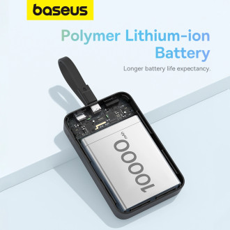 Powerbanka Baseus Magnetic Mini MagSafe 10000mAh 20W s vestavěným Lightning kabelem - černá + Baseus Simple Series USB-C - USB-C 60W 0,3m kabel