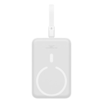 Powerbanka Baseus Magnetic Mini MagSafe 10000mAh 20W s vestavěným Lightning kabelem - bílá + Baseus Simple Series USB-C - USB-C 60W 0,3m kabel