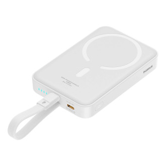 Powerbanka Baseus Magnetic Mini MagSafe 10000mAh 20W s vestavěným Lightning kabelem - bílá + Baseus Simple Series USB-C - USB-C 60W 0,3m kabel