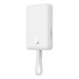 Powerbanka Baseus Magnetic Mini MagSafe 10000mAh 20W s vestavěným Lightning kabelem - bílá + Baseus Simple Series USB-C - USB-C 60W 0,3m kabel