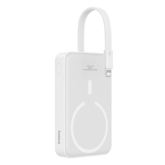 Powerbanka Baseus Magnetic Mini MagSafe 10000mAh 20W s vestavěným Lightning kabelem - bílá + Baseus Simple Series USB-C - USB-C 60W 0,3m kabel