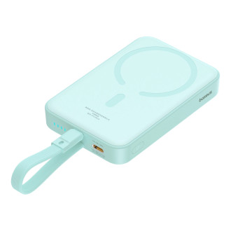 Powerbanka Baseus Magnetic Mini MagSafe 10000mAh 20W s vestavěným Lightning kabelem - modrá + Baseus Simple Series USB-C - USB-C 60W 0,3m kabel