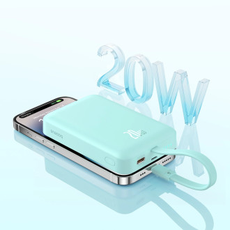 Powerbanka Baseus Magnetic Mini MagSafe 10000mAh 20W s vestavěným Lightning kabelem - modrá + Baseus Simple Series USB-C - USB-C 60W 0,3m kabel