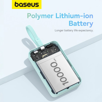 Powerbanka Baseus Magnetic Mini MagSafe 10000mAh 20W s vestavěným Lightning kabelem - modrá + Baseus Simple Series USB-C - USB-C 60W 0,3m kabel