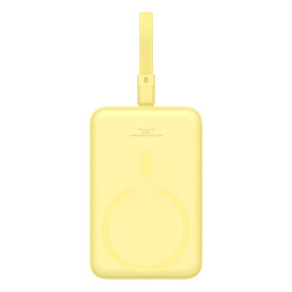 Powerbanka Baseus Magnetic Mini MagSafe 10000mAh 20W s vestavěným Lightning kabelem - žlutá + Baseus Simple Series USB-C - USB-C 60W 0,3m kabel