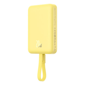 Powerbanka Baseus Magnetic Mini MagSafe 10000mAh 20W s vestavěným Lightning kabelem - žlutá + Baseus Simple Series USB-C - USB-C 60W 0,3m kabel