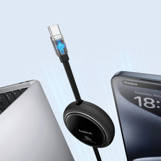 Baseus Free2Draw Mini USB-C - USB-C 100W 1m navíjecí kabel - černý